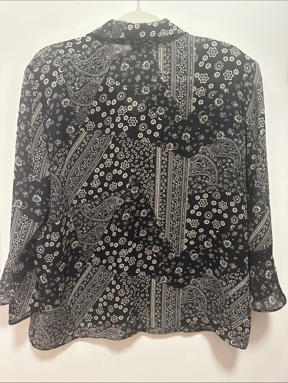 Studio 17 Black and White Paisley-Print Button Blouse - Picture 5 of 5